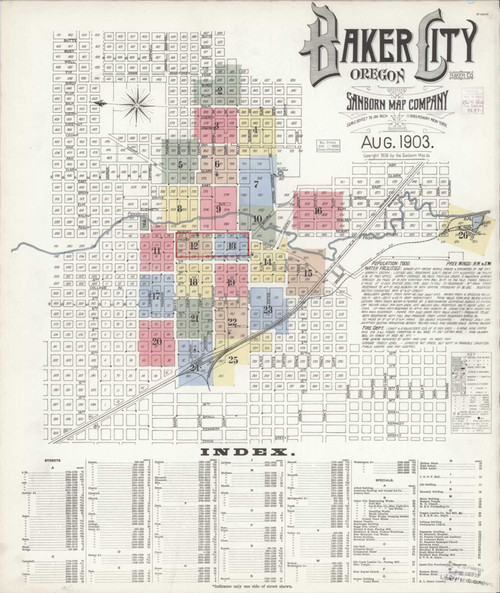 Baker Oregon 1903 - Fire Insurance Index - Old Map Reprint