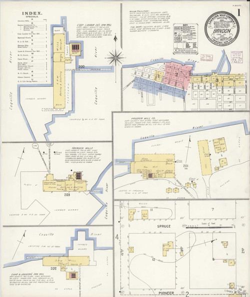 Bandon Oregon 1907 - Fire Insurance Index - Old Map Reprint