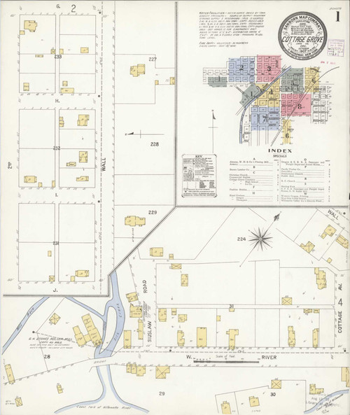 Cottage Grove Oregon 1907 - Fire Insurance Index - Old Map Reprint