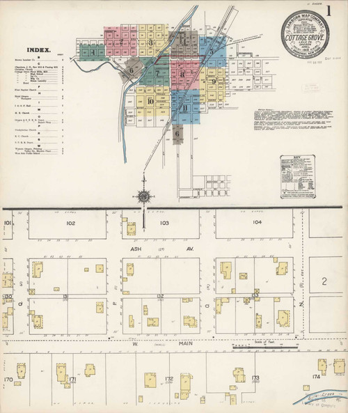 Cottage Grove Oregon 1912 - Fire Insurance Index - Old Map Reprint