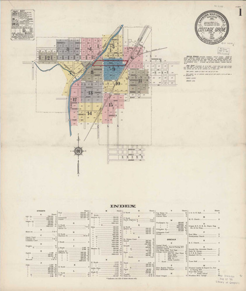 Cottage Grove Oregon 1920 - Fire Insurance Index - Old Map Reprint