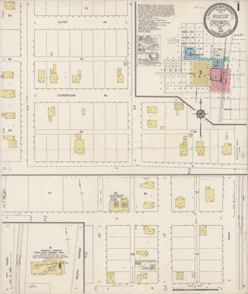 Creswell Oregon 1920 - Fire Insurance Index - Old Map Reprint