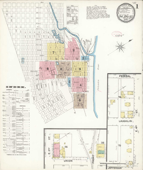 The Dalles Oregon 1892 - Fire Insurance Index - Old Map Reprint