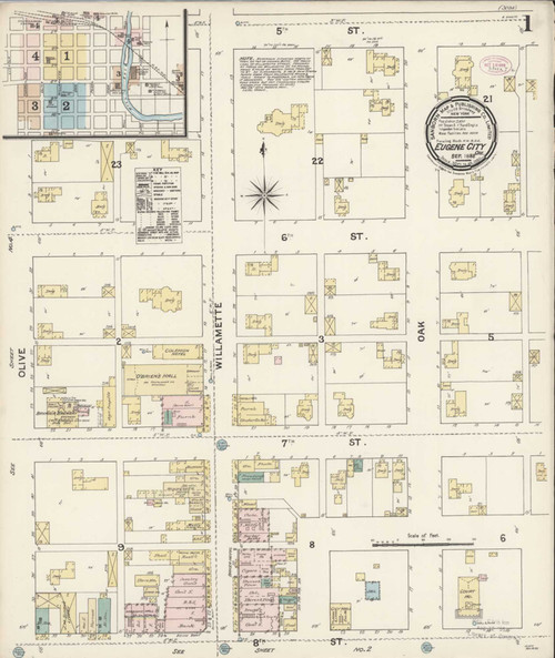 Eugene Oregon 1888 - Fire Insurance Index - Old Map Reprint