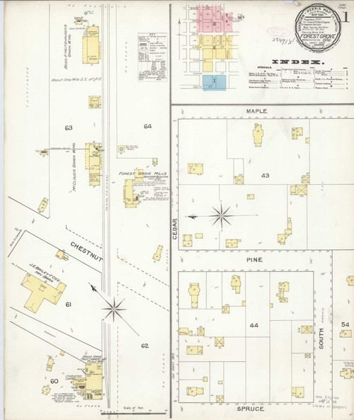 Forest Grove Oregon 1892 - Fire Insurance Index - Old Map Reprint