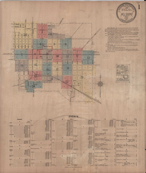 Hillsboro Oregon 1921 - Fire Insurance Index - Old Map Reprint