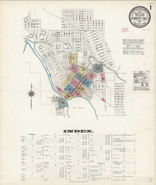 Klamath Falls Oregon 1911 - Fire Insurance Index - Old Map Reprint
