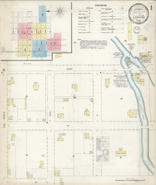 Lebanon Oregon 1898 - Fire Insurance Index - Old Map Reprint