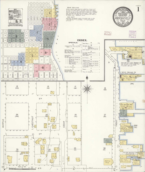 Marshfield Oregon 1907 - Fire Insurance Index - Old Map Reprint
