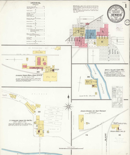 Newberg Oregon 1902 - Fire Insurance Index - Old Map Reprint
