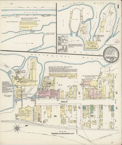 Oregon City Oregon 1888 - Fire Insurance Index - Old Map Reprint