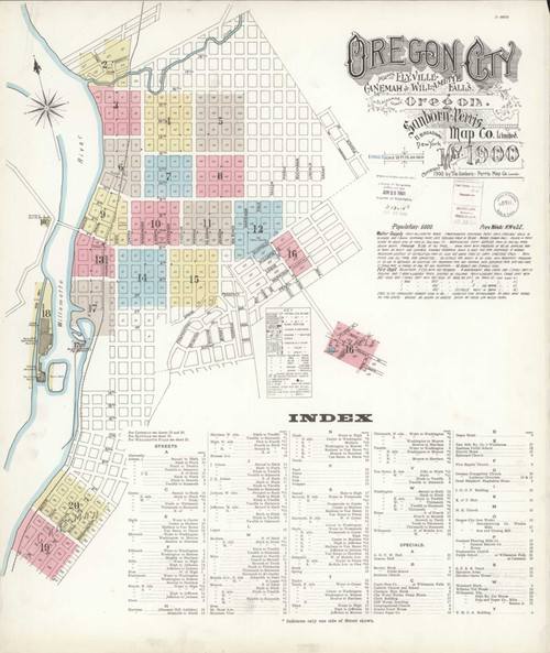 Oregon City Oregon 1900 - Fire Insurance Index - Old Map Reprint