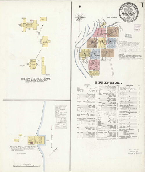 Roseburg Oregon 1903 - Fire Insurance Index - Old Map Reprint