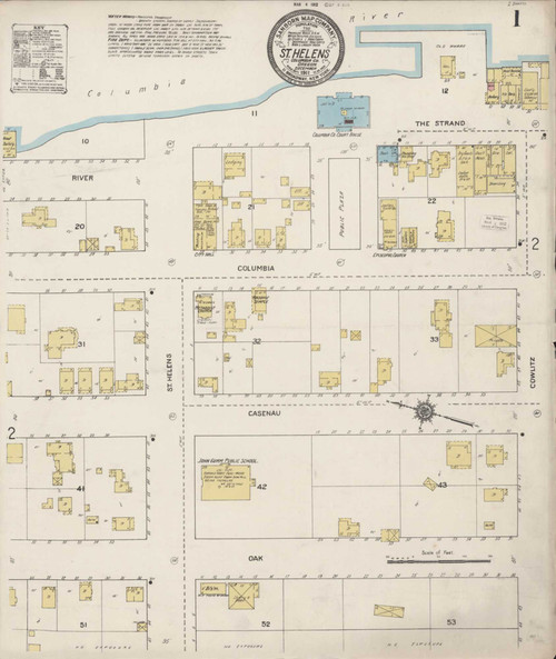 Saint Helens Oregon 1911 - Fire Insurance Index - Old Map Reprint