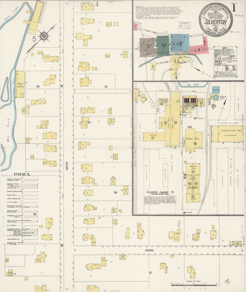 Silverton Oregon 1915 - Fire Insurance Index - Old Map Reprint