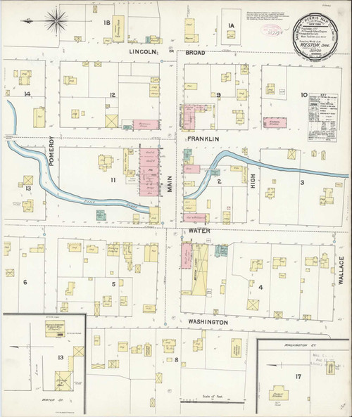 Weston Oregon 1890 - Fire Insurance Index - Old Map Reprint