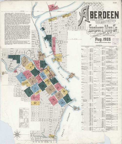 Aberdeen Washington 1906 - Fire Insurance Index - Old Map Reprint