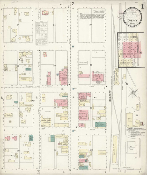Cheney Washington 1897 - Fire Insurance Index - Old Map Reprint