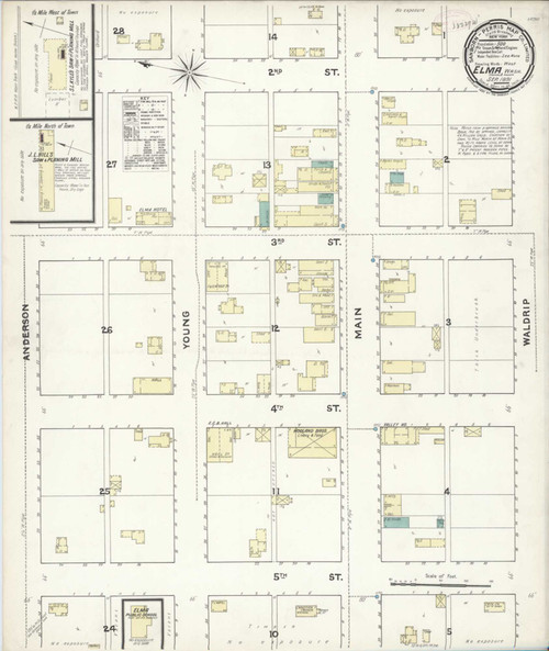 Elma Washington 1891 - Fire Insurance Index - Old Map Reprint