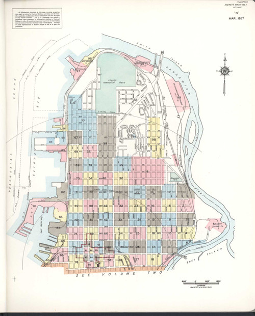 Everett Washington 1957 V1 - Fire Insurance Index - Old Map Reprint