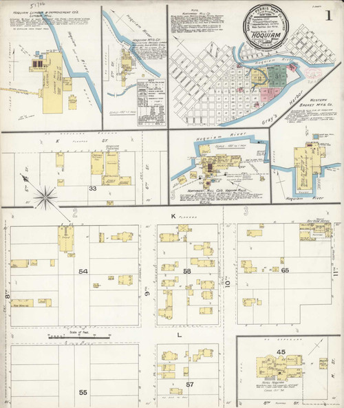 Hoquiam Washington 1894 - Fire Insurance Index - Old Map Reprint