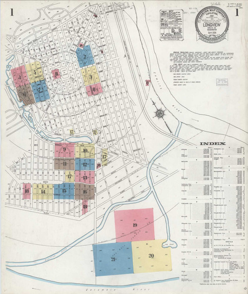 Longview Washington 1924 - Fire Insurance Index - Old Map Reprint