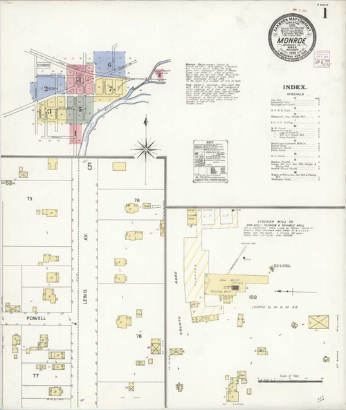 Monroe Washington 1908 - Fire Insurance Index - Old Map Reprint