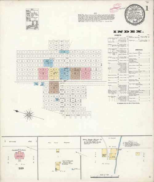 North Yakima Washington 1891 - Fire Insurance Index - Old Map Reprint