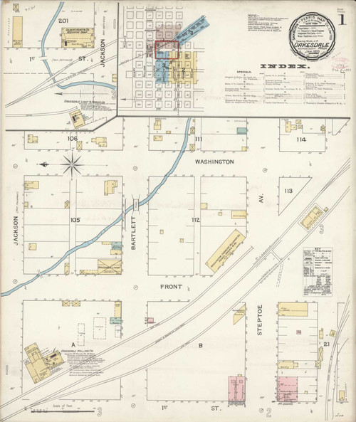 Oakesdale Washington 1893 - Fire Insurance Index - Old Map Reprint