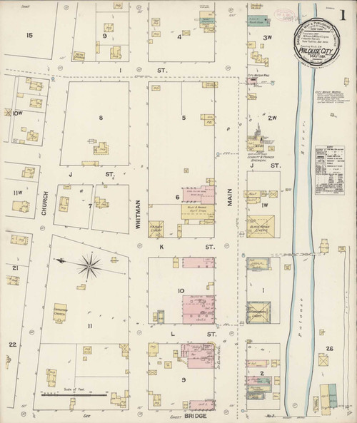 Palouse City Washington 1889 - Fire Insurance Index - Old Map Reprint