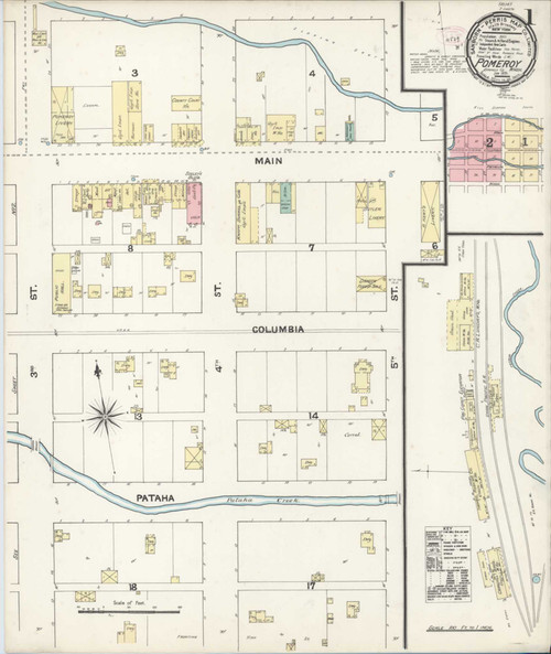 Pomeroy Washington 1891 - Fire Insurance Index - Old Map Reprint