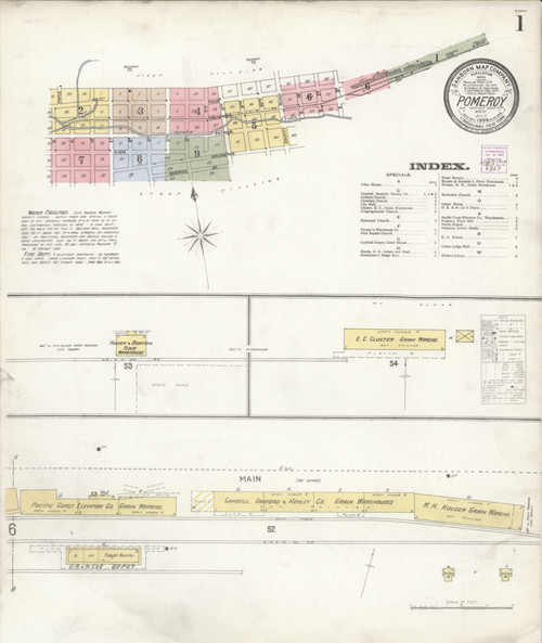 Pomeroy Washington 1904 - Fire Insurance Index - Old Map Reprint