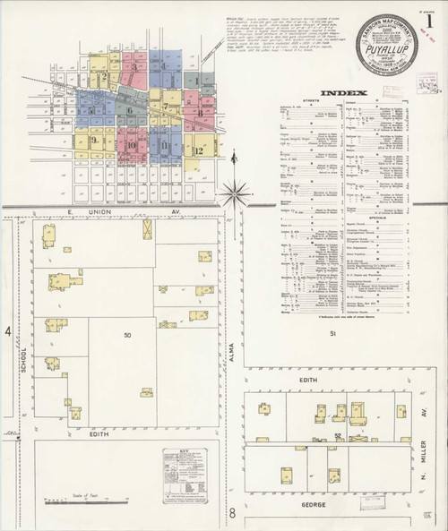 Puyallup Washington 1909 - Fire Insurance Index - Old Map Reprint