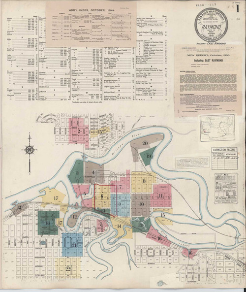 Raymond Washington 1944 - Fire Insurance Index - Old Map Reprint