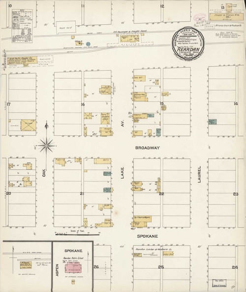 Reardan Washington 1894 - Fire Insurance Index - Old Map Reprint