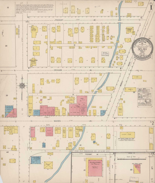 Selah Washington 1922 - Fire Insurance Index - Old Map Reprint
