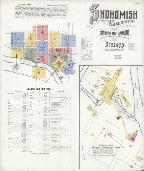 Snohomish Washington 1905 - Fire Insurance Index - Old Map Reprint