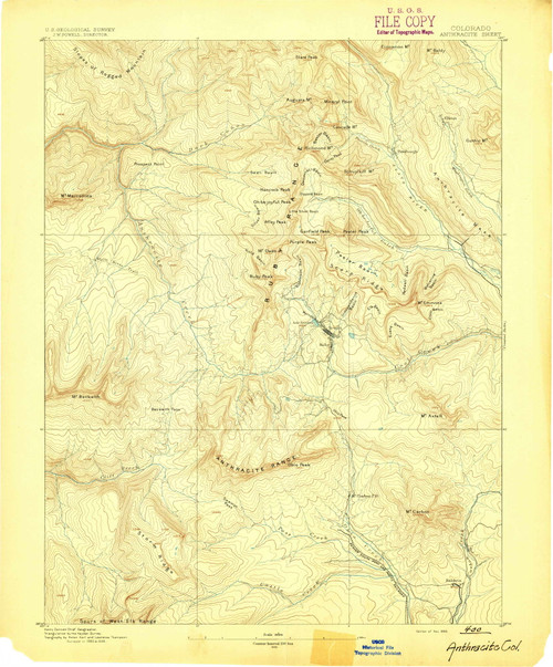 Anthracite, Colorado 1893 (1893) USGS Old Topo Map Reprint 15x15 CO Quad 232117