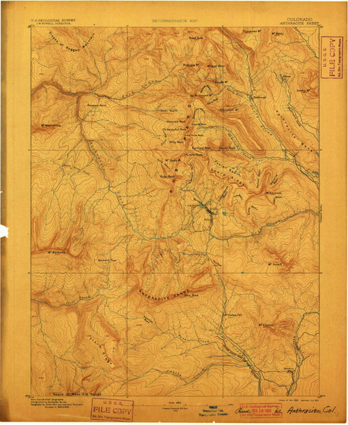 Anthracite, Colorado 1893 (1900) USGS Old Topo Map Reprint 15x15 CO Quad 232118
