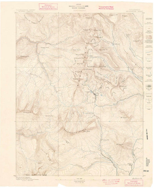 Anthracite, Colorado 1894 (1894) USGS Old Topo Map Reprint 15x15 CO Quad 402301