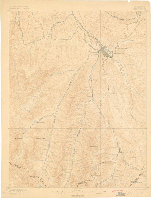 Aspen, Colorado 1895 (1901) USGS Old Topo Map Reprint 15x15 CO Quad 402309