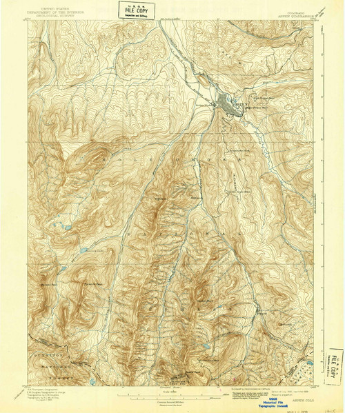 Aspen, Colorado 1895 (1939) USGS Old Topo Map Reprint 15x15 CO Quad 232166