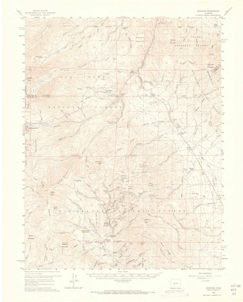 Bonanza, Colorado 1959 (1965) USGS Old Topo Map Reprint 15x15 CO Quad 402325