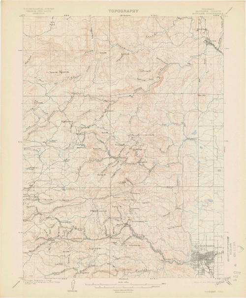 Boulder, Colorado 1904 (1913) USGS Old Topo Map Reprint 15x15 CO Quad 402338