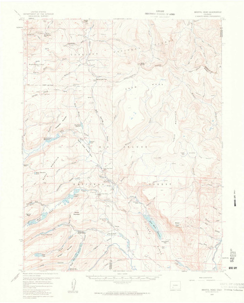 Bristol Head, Colorado 1959 (1961) USGS Old Topo Map Reprint 15x15 CO Quad 402346