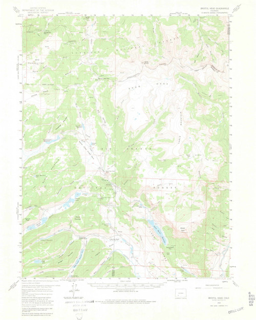 Bristol Head, Colorado 1959 (1981) USGS Old Topo Map Reprint 15x15 CO Quad 402341