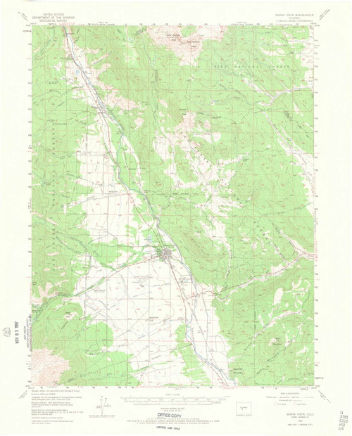 Buena Vista, Colorado 1955 (1968) USGS Old Topo Map Reprint 15x15 CO Quad 402349