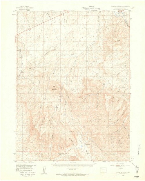 Citadel Plateau, Colorado 1958 (1960) USGS Old Topo Map Reprint 15x15 CO Quad 402255
