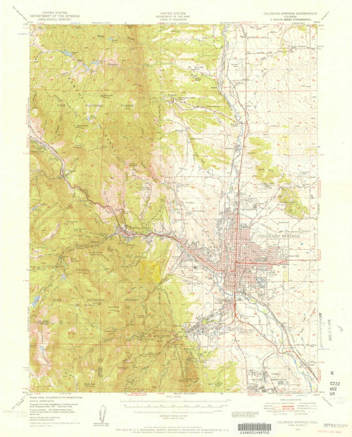 Colorado Springs, Colorado 1948 (1957) USGS Old Topo Map Reprint 15x15 CO Quad 402258
