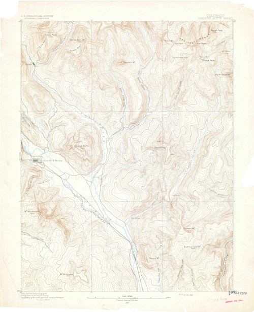 Crested Butte, Colorado 1893 (1893) USGS Old Topo Map Reprint 15x15 CO Quad 402289
